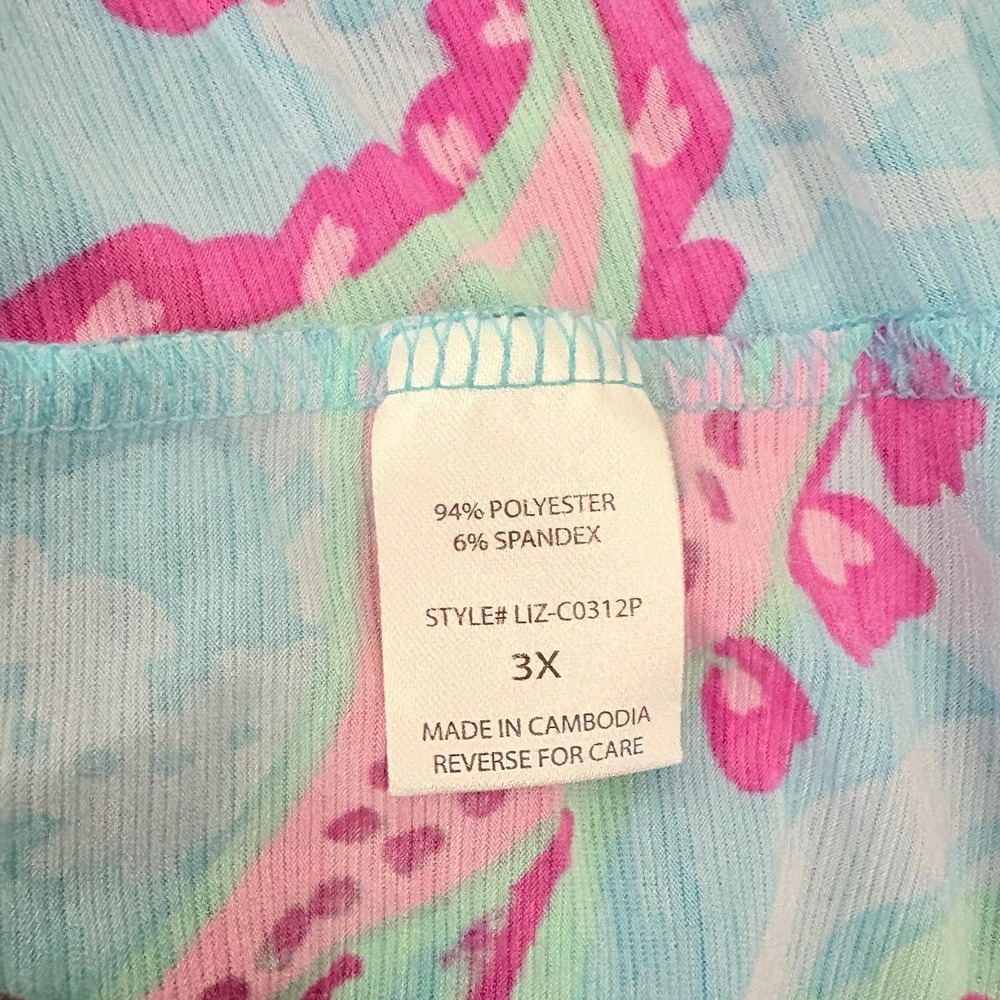 Dear Scarlett Tunic Top Size 3X Plus Bright Pop Art Paisley Stretchy Flowy Teal - Picture 8 of 8